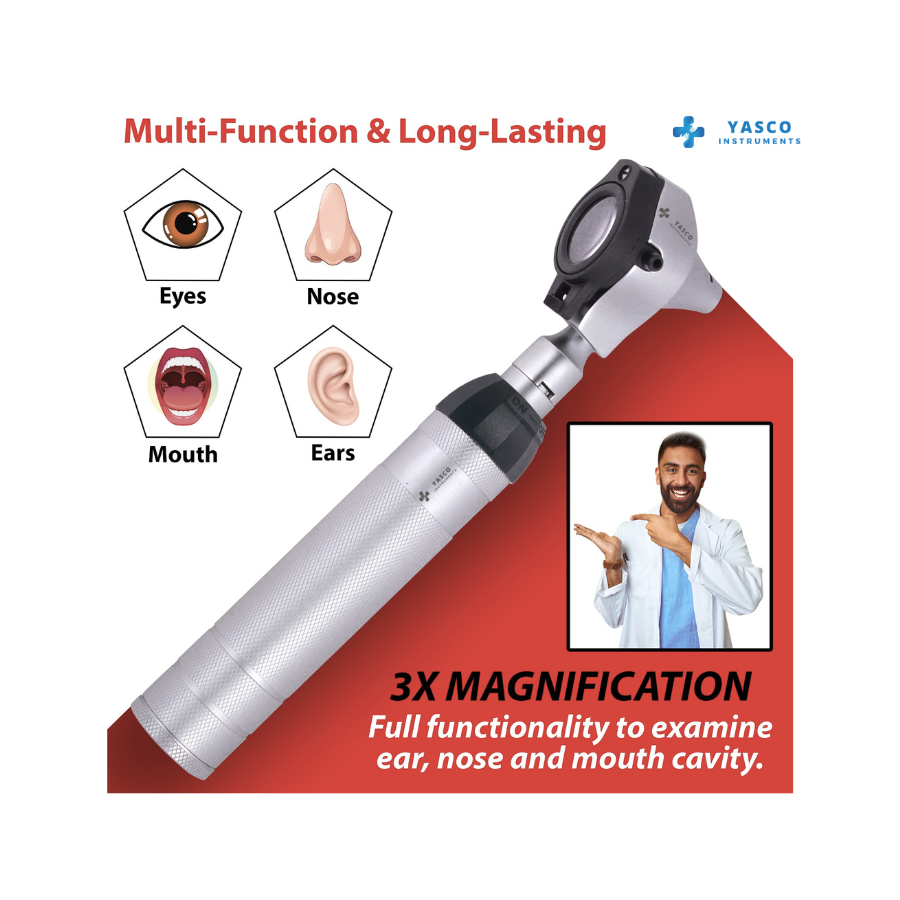 Professional Fiber Optic Otoscope & Ophthalmoscope Diagnostic Set