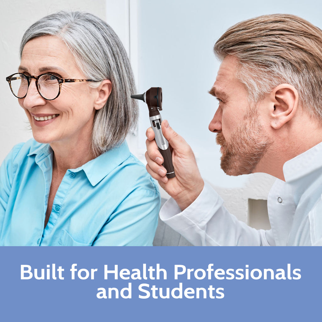 Fiber Optic Mini Otoscope Set - Chocolate Brown