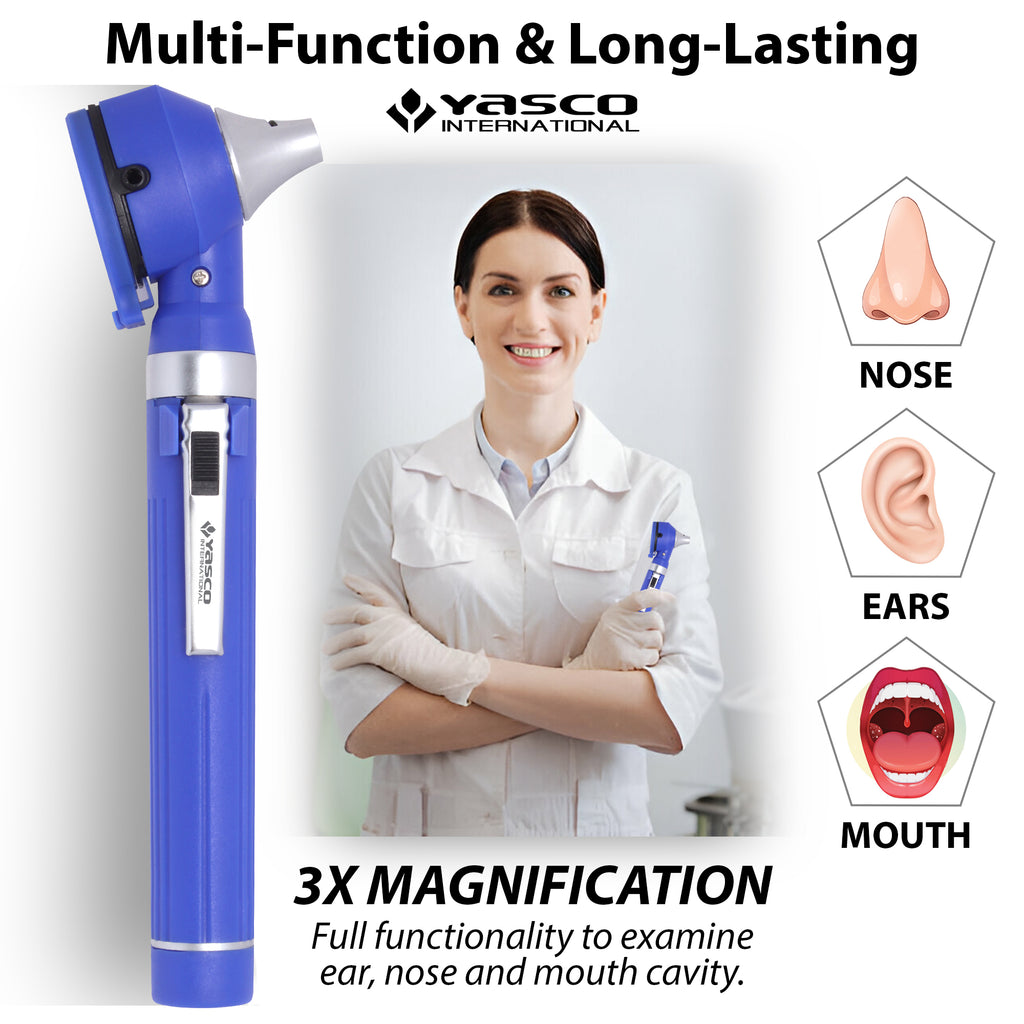 Fiber Optic Mini Otoscope Set - Navy Blue