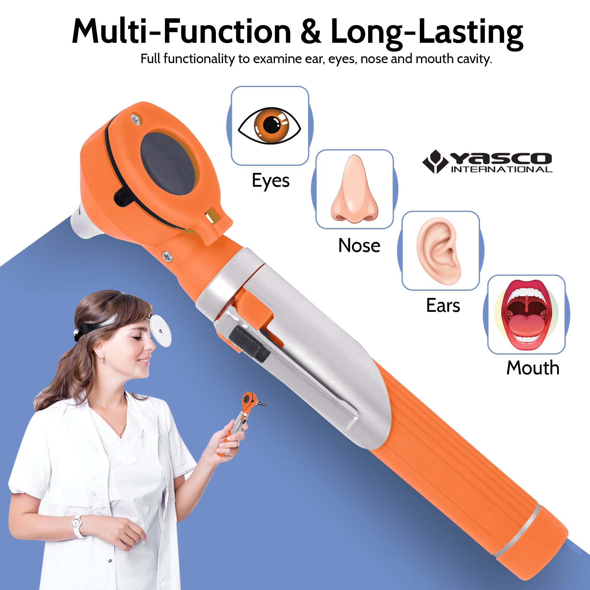 Fiber Optic Mini Otoscope Set - Orange
