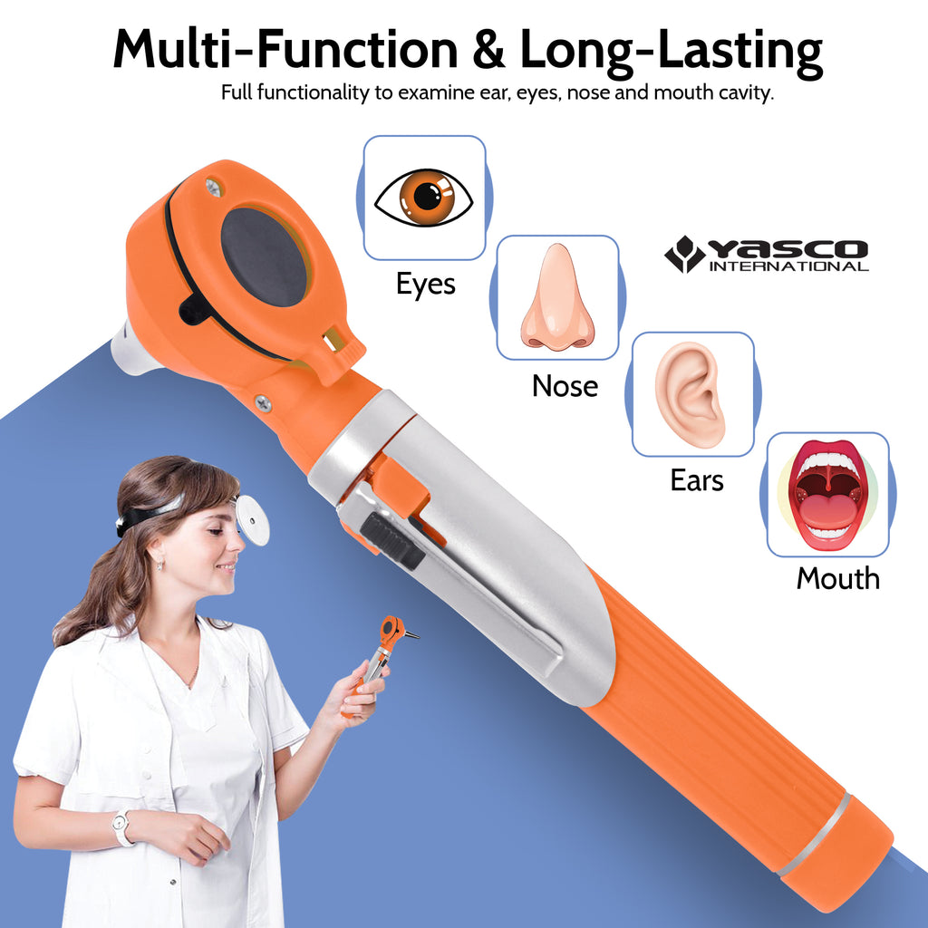 Fiber Optic Mini Otoscope Set - Orange