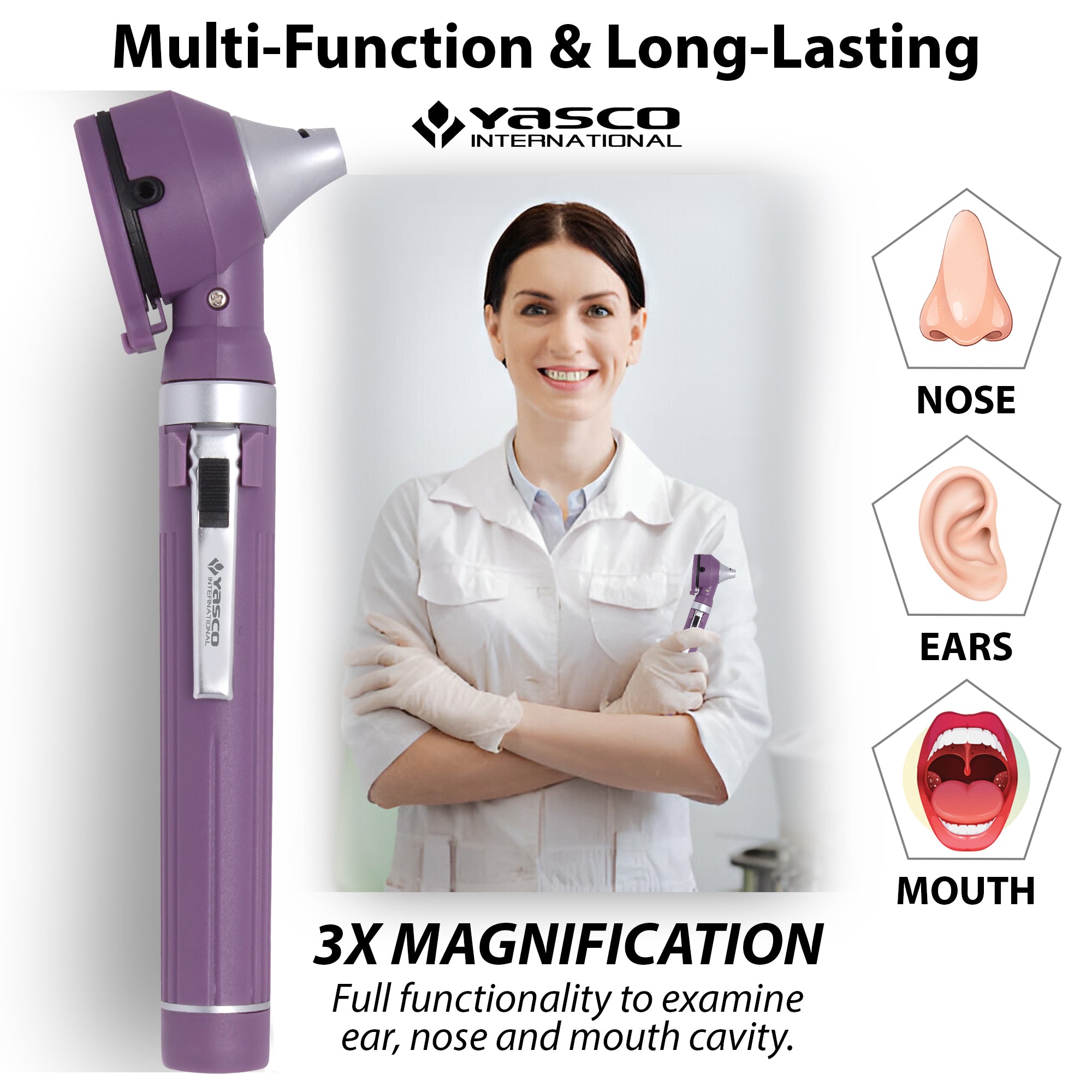 Fiber Optic Mini Otoscope Set - Purple