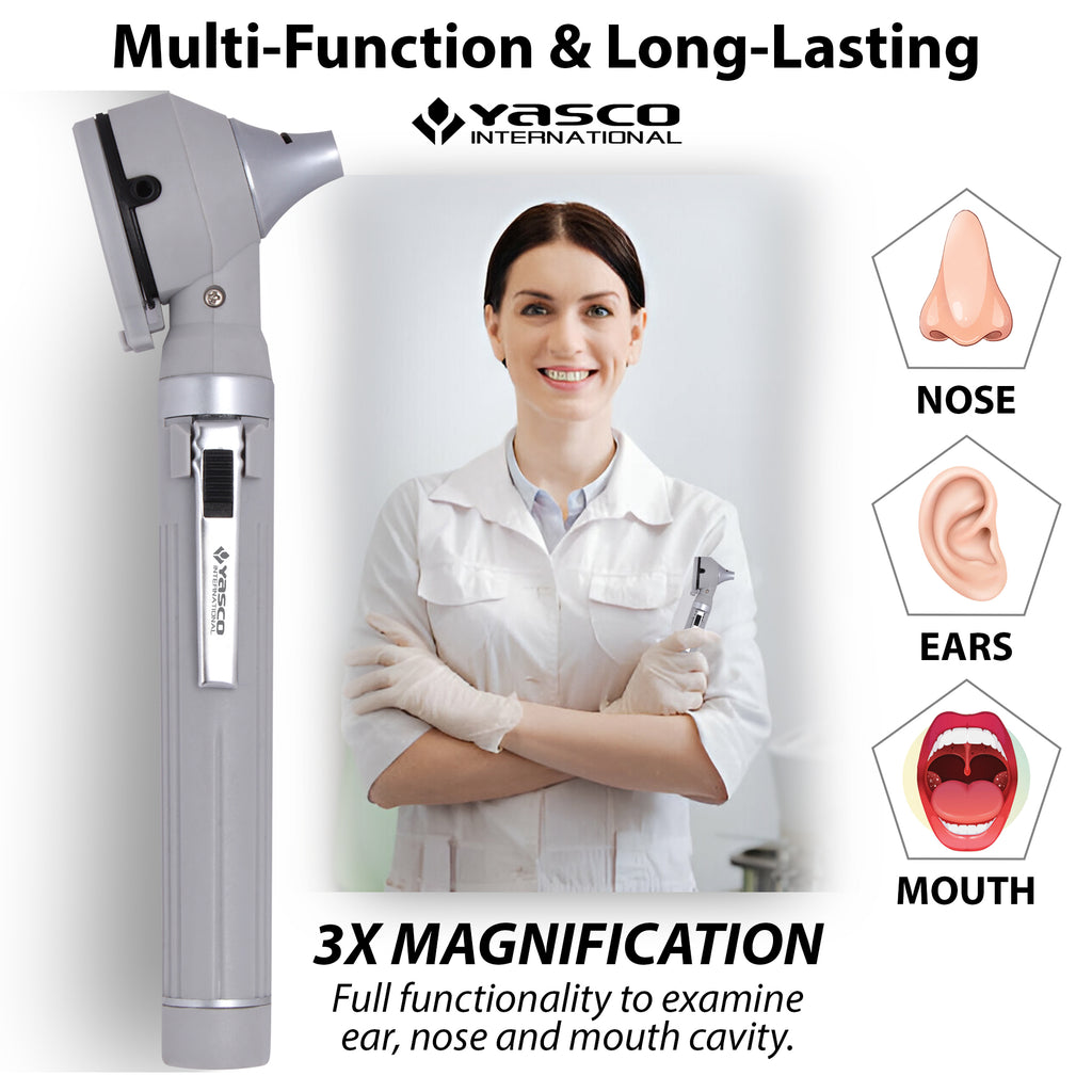Fiber Optic Mini Otoscope Set - Gray