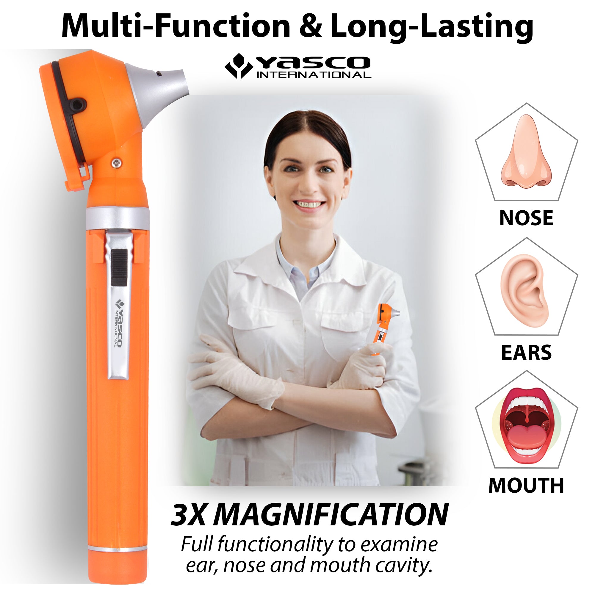 Fiber Optic Mini Otoscope Set - Orange