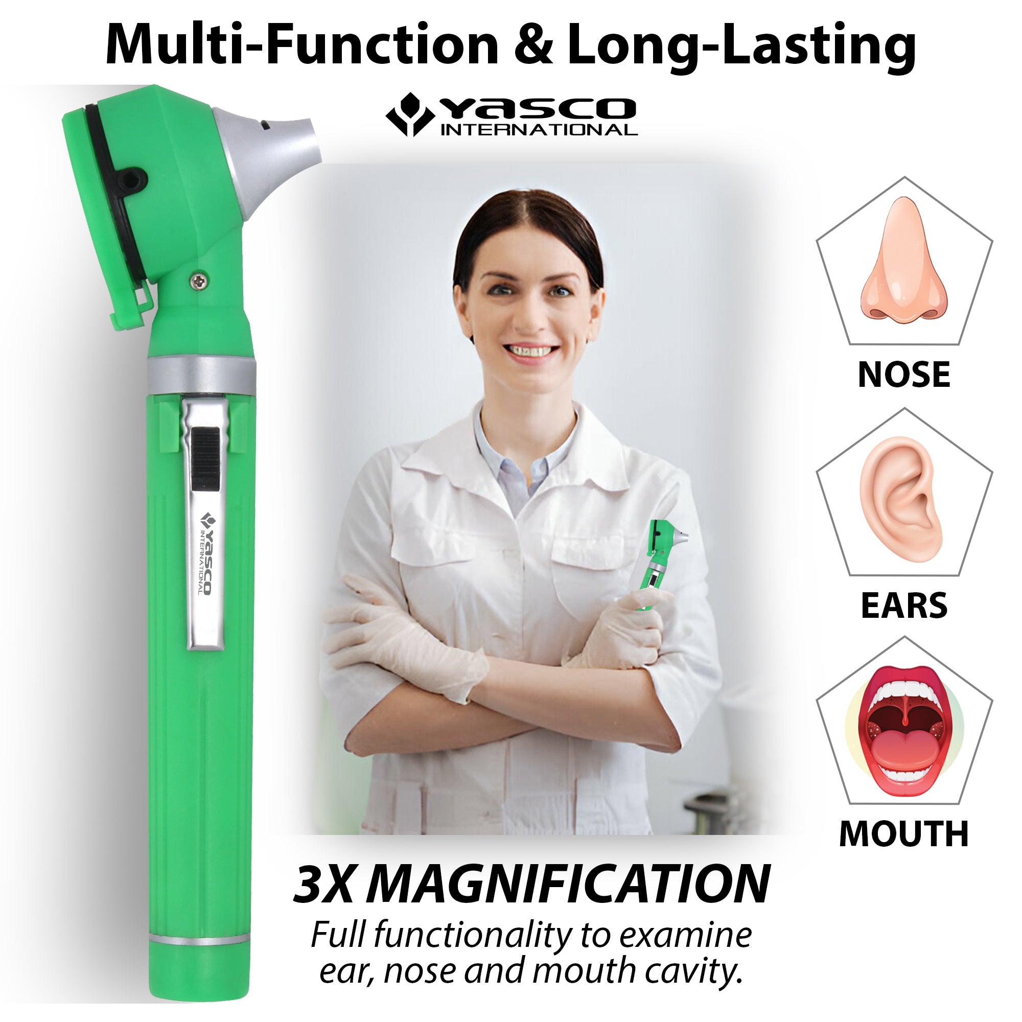 Fiber Optic Mini Otoscope Set - Green