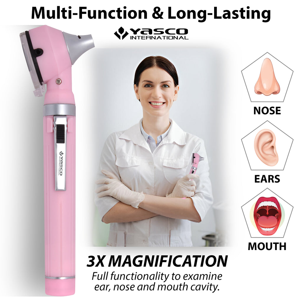 Fiber Optic Mini Otoscope Set - Pearl Pink