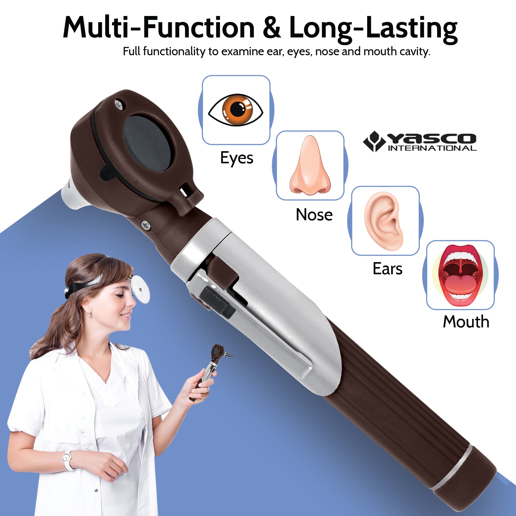 Fiber Optic Mini Otoscope Set - Chocolate Brown