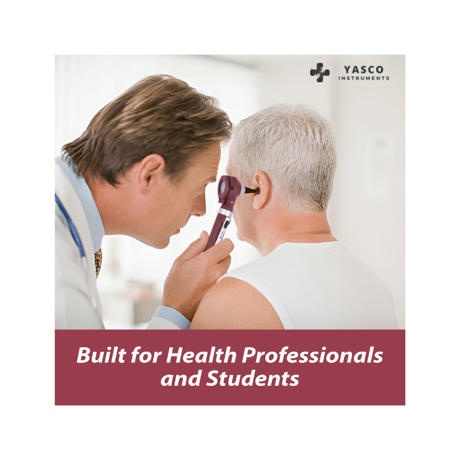 Fiber Optic Pocket Otoscope Set | Burgundy