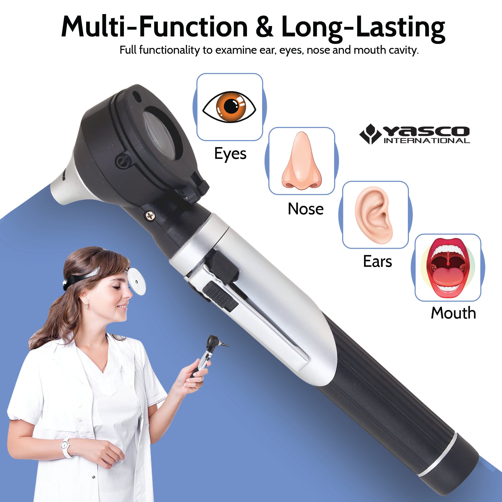 Fiber Optic Mini Otoscope Set - Black