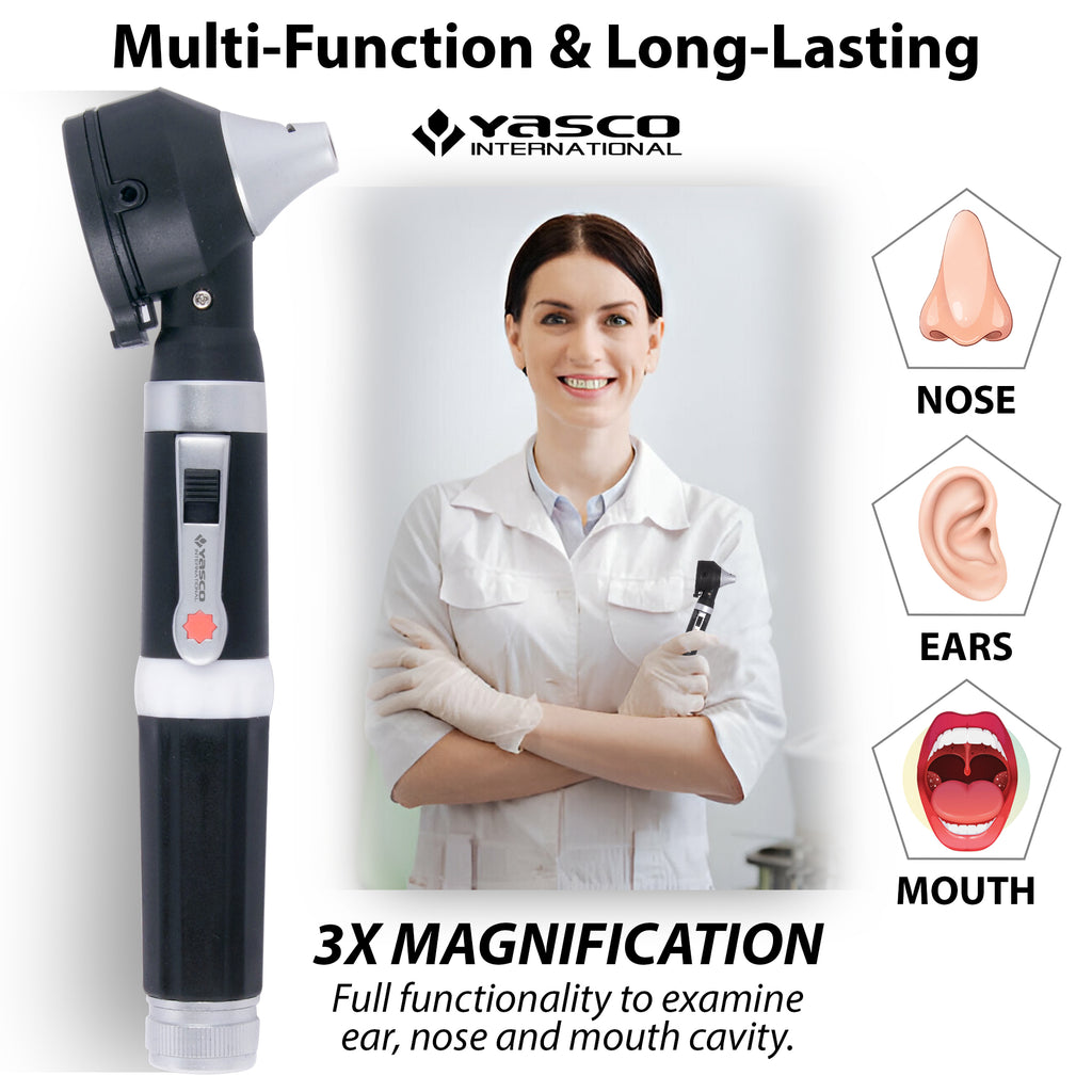 Fiber Optic Mini Otoscope Set - Black