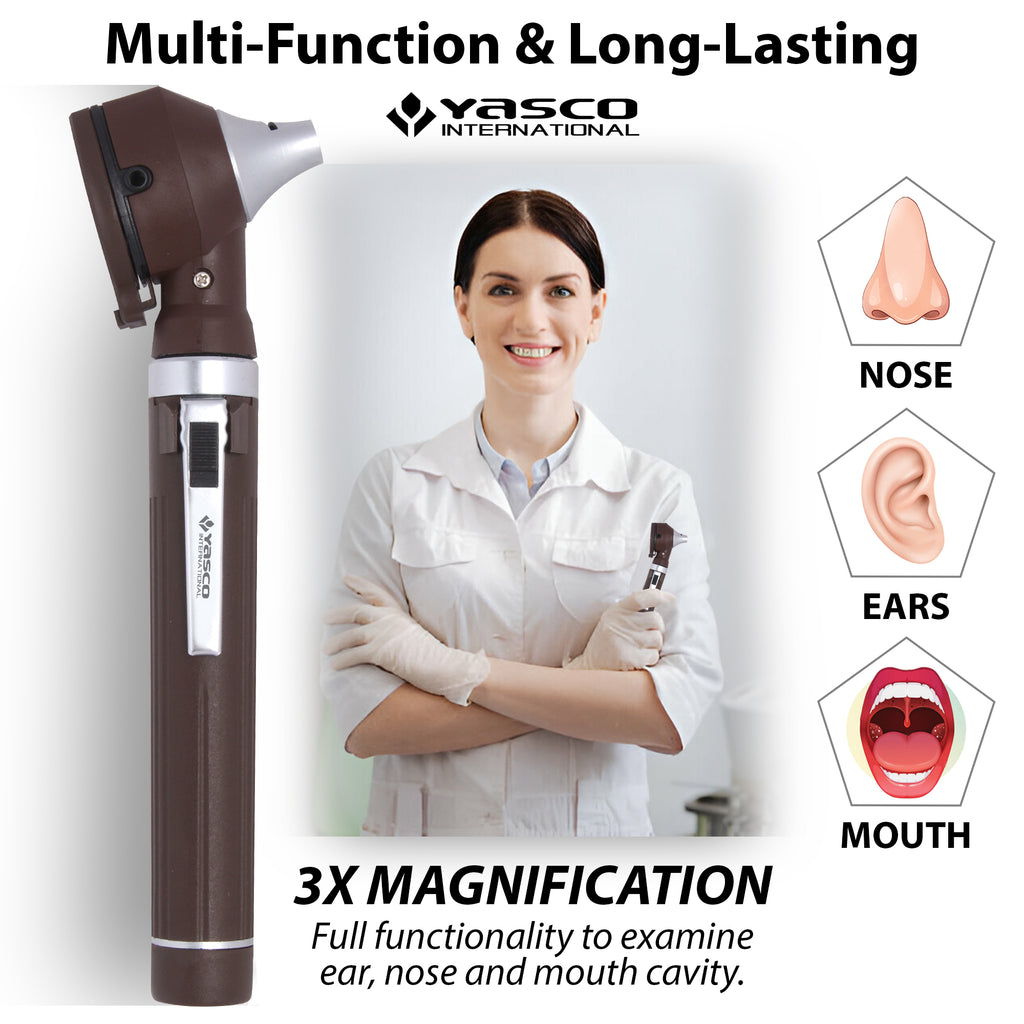 Fiber Optic Mini Otoscope Set - Chocolate Brown