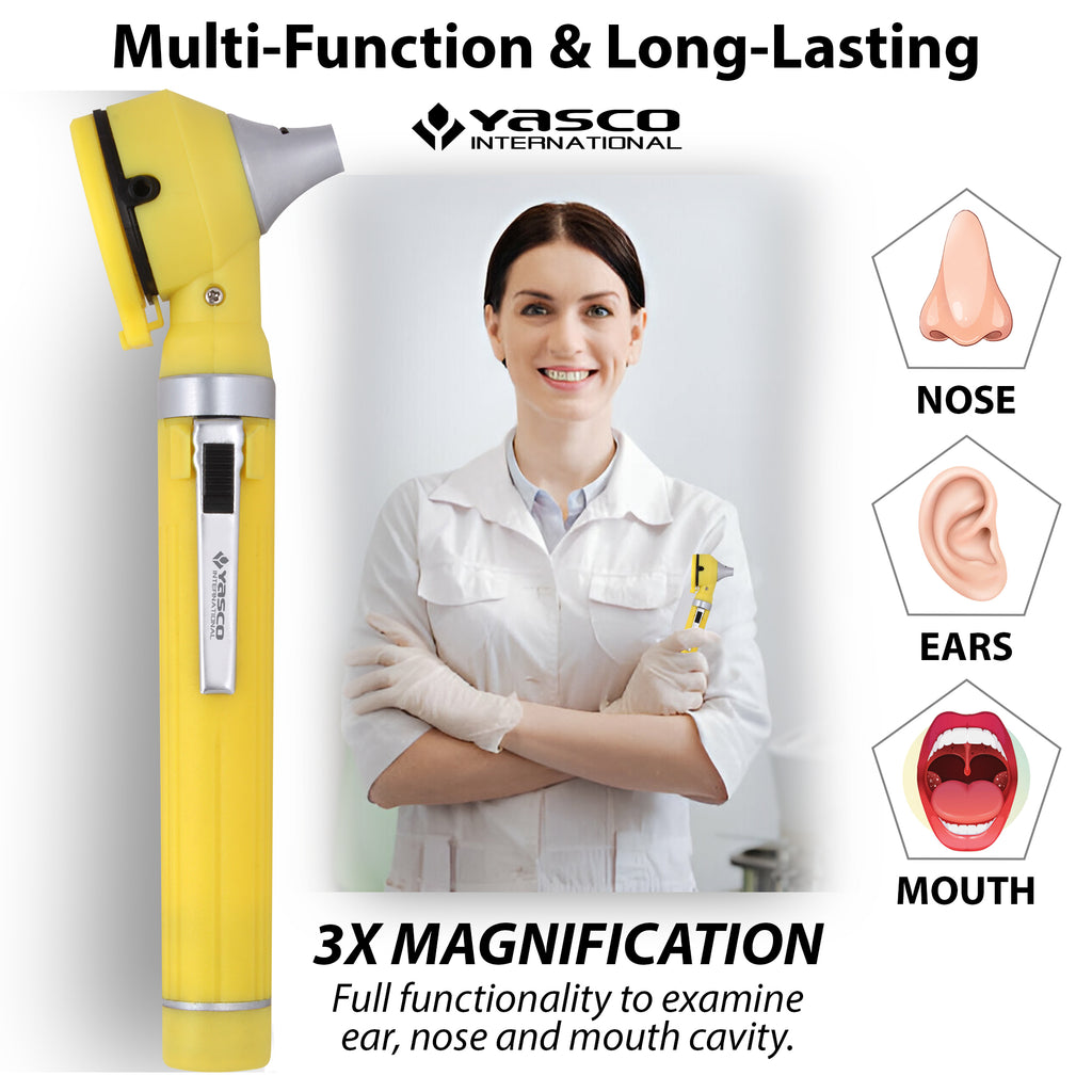Fiber Optic Mini Otoscope Set - Yellow