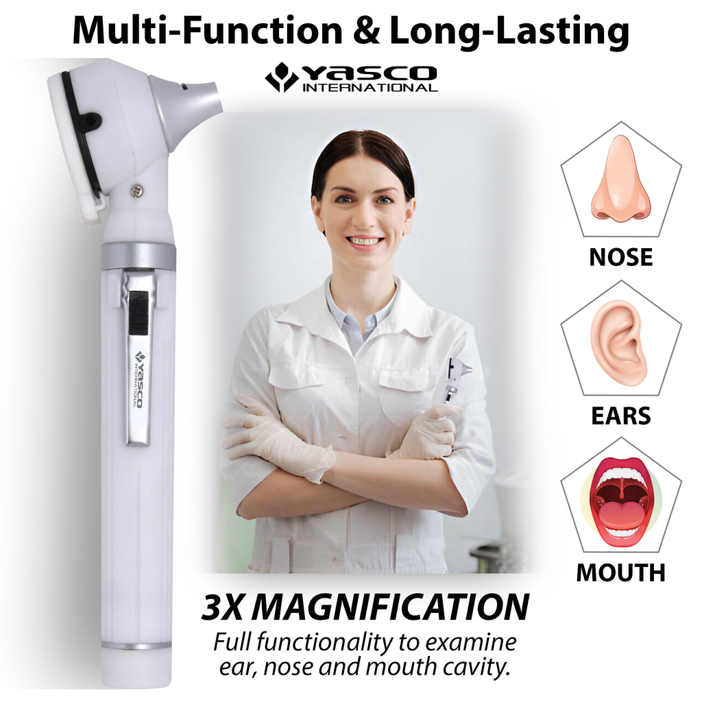 Fiber Optic Mini Otoscope Set - White