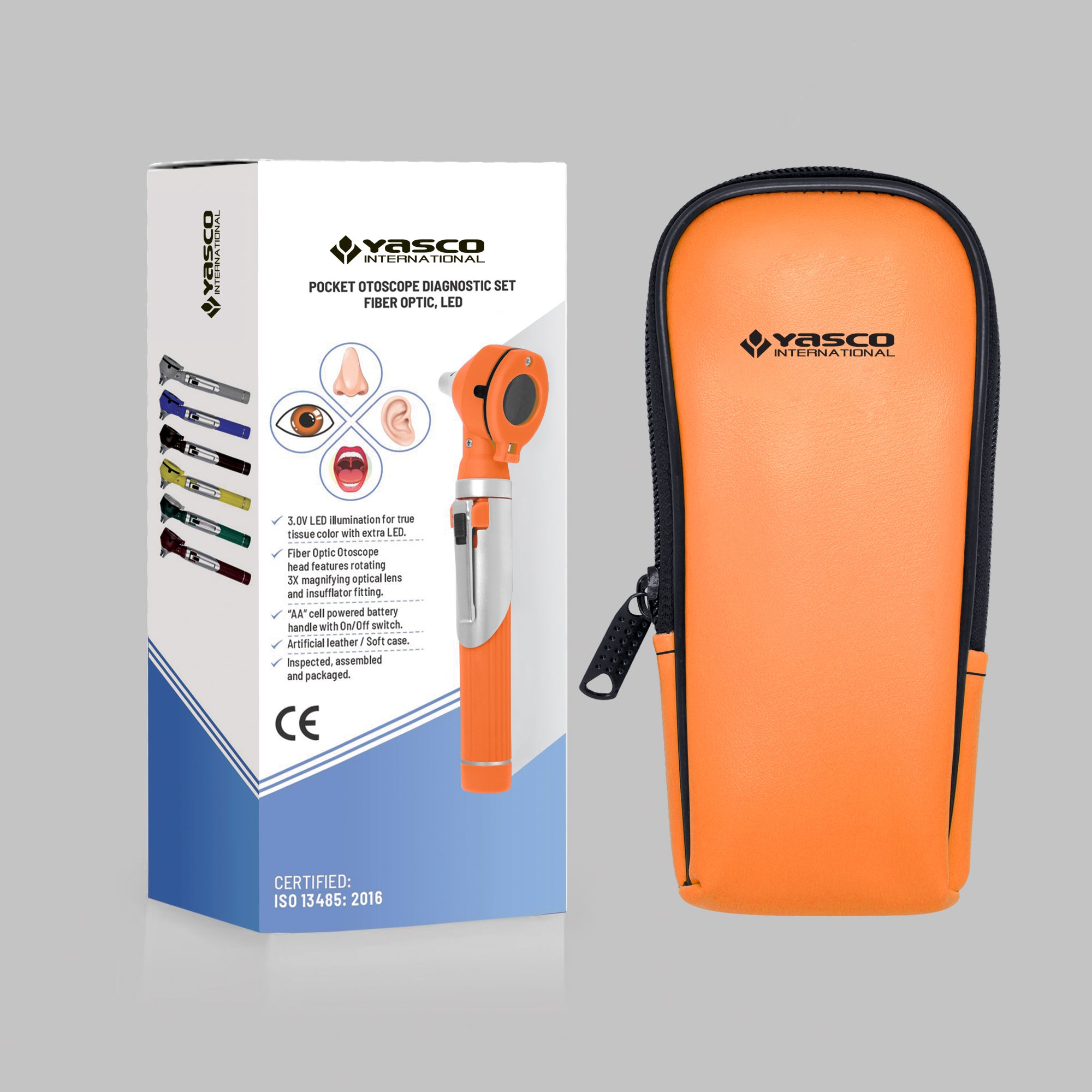 Fiber Optic Mini Otoscope Set - Orange
