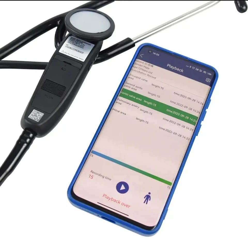 Digital Medical Bluetooth Electronic Stethoscope - Black