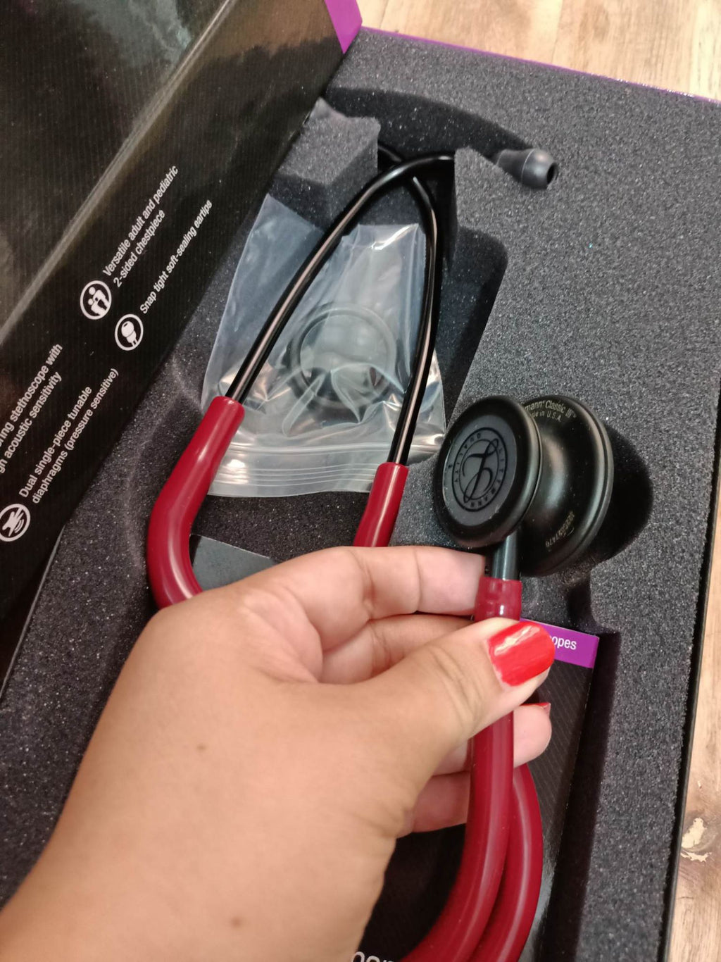 Littmann Classic III Stethoscope - Burgundy Tube & Black Finish-  5868