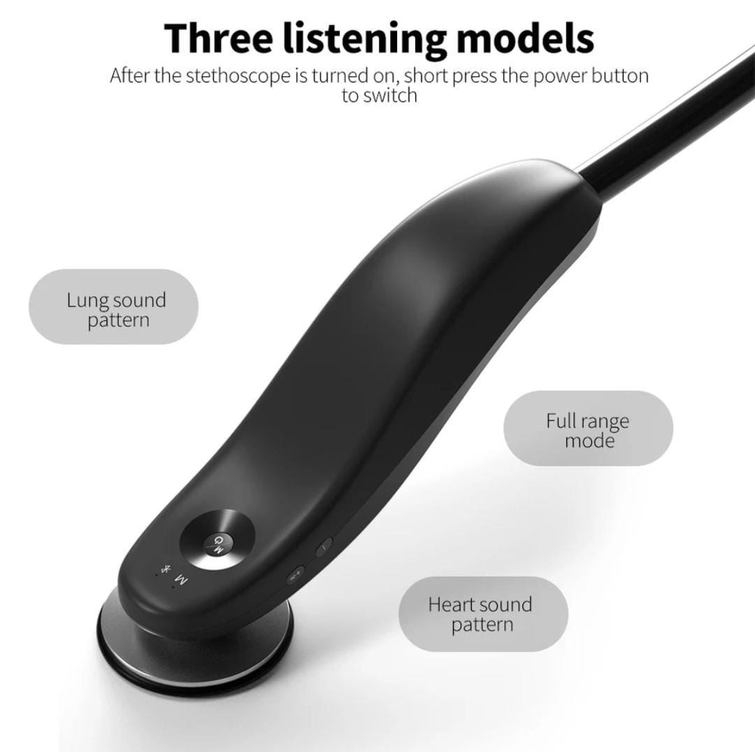 Digital Medical Bluetooth Electronic Stethoscope - Black